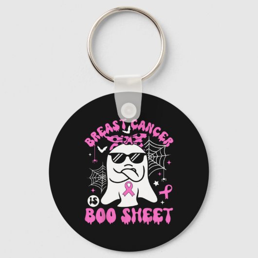 Kanker Is Boo Sheet Borstkanker Krijger Halloween Sleutelhanger (Voorkant)