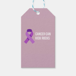 Kanker kan stenen trappen | Stofachtig mauve zorgc Cadeaulabel