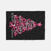 Kanker Kerstboom Roze Ribbon Fight Awareness Fleece Deken (Voorkant (Horizontaal))