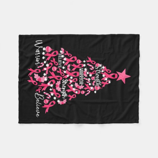 Kanker Kerstboom Roze Ribbon Fight Awareness Fleece Deken (Voorkant (Horizontaal))