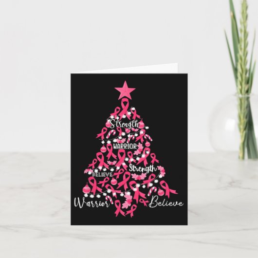 Kanker Kerstboom Roze Ribbon Fight Awareness Kaart (Voorkant)