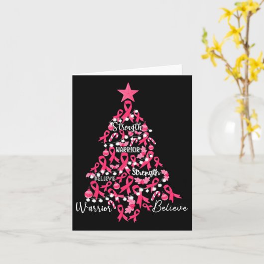 Kanker Kerstboom Roze Ribbon Fight Awareness Kaart (Gele Bloem)