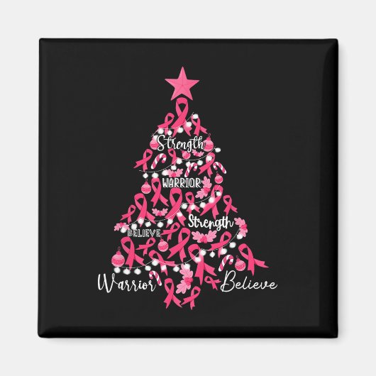 Kanker Kerstboom Roze Ribbon Fight Awareness Magneet (Voorkant)