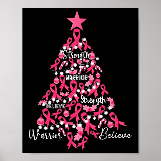 Kanker Kerstboom Roze Ribbon Fight Awareness Poster (Voorkant)
