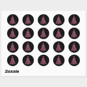Kanker Kerstboom Roze Ribbon Fight Awareness Ronde Sticker (Vel)