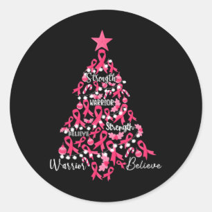 Kanker Kerstboom Roze Ribbon Fight Awareness Ronde Sticker