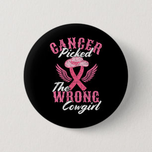 Kanker koos het verkeerde Cowgirl Awareness Ribbon Ronde Button 5,7 Cm
