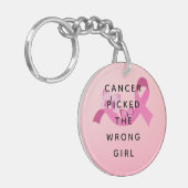 Kanker koos het verkeerde meisje roze citaat sleutelhanger (Voorkant Links)