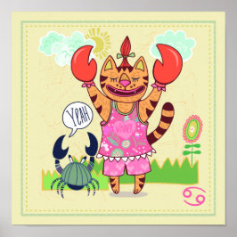 Kanker Krab Kat Zodiac Kwekerij Print