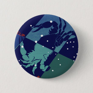 Kanker Kreeft Sterrenbeeld Vintage Zodiac Astrolog Ronde Button 5,7 Cm