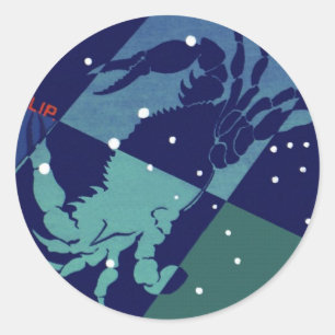 Kanker Kreeft Sterrenbeeld Vintage Zodiac Astrolog Ronde Sticker
