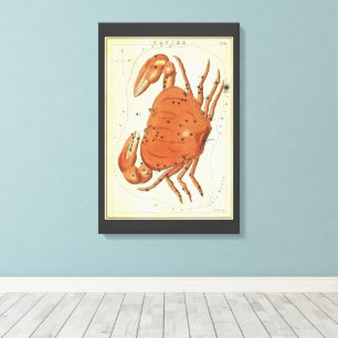 Kanker Kreeft Vintage Constellatie, Urania's Spieg Canvas Afdruk