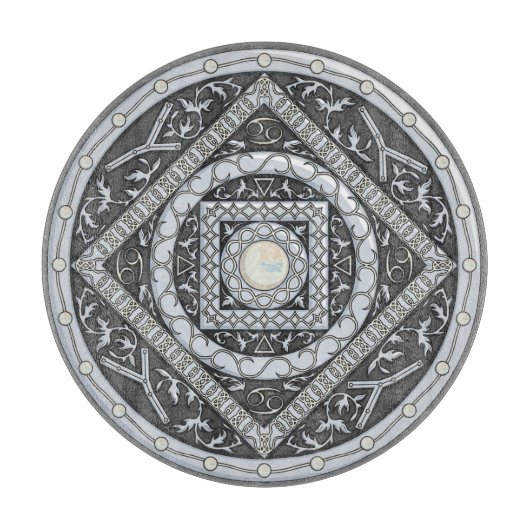 Kanker Mandala glazen snijplank (Voorkant)