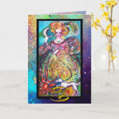 KANKER, MOON LADY, TAROT ASTROLOGY ZODIAC BIRTHDAY KAART (Gele Bloem)