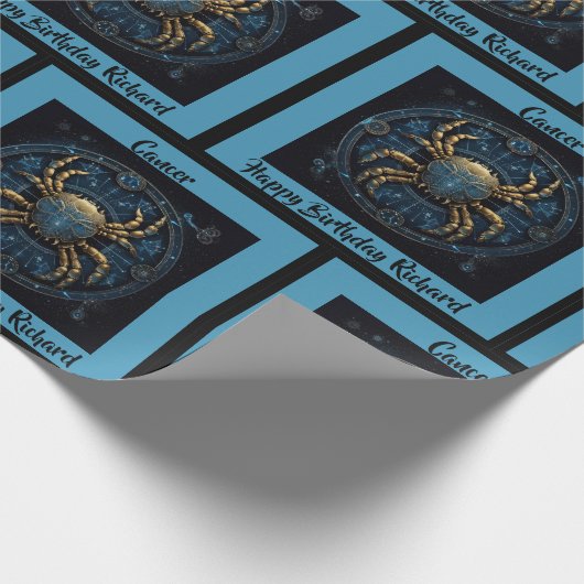 Kanker Naam toevoegen Verjaardag Horoscoop Gift Cadeaupapier (Hoek)