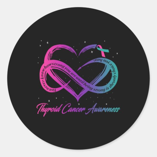 Kanker Overlevende Ondersteuning Schildklier Kanke Ronde Sticker (Voorkant)