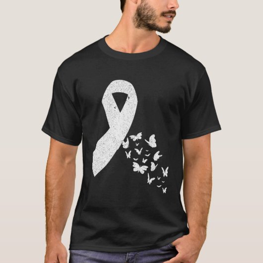 Kanker overlevende vlinder wit lint longkanker t-shirt (Voorkant)