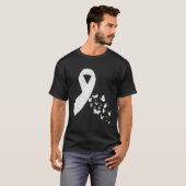 Kanker overlevende vlinder wit lint longkanker t-shirt (Voorkant volledig)