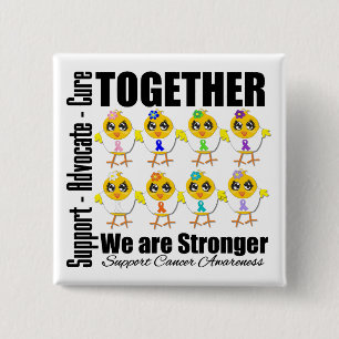 Kanker - samen zijn we sterker vierkante button 5,1 cm