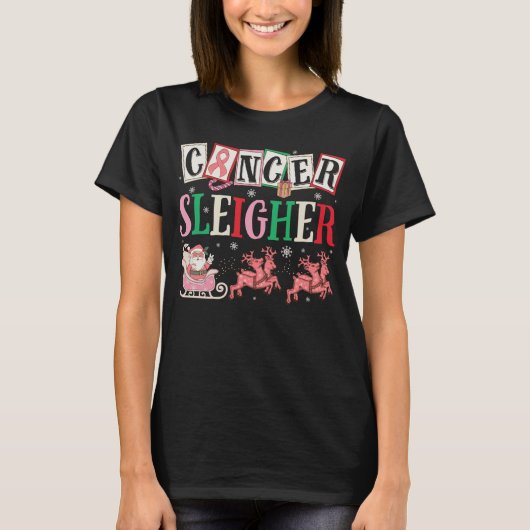 Kanker Sleigher Christmas Santa baarmoederkanker T-shirt (Voorkant)