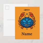 Kanker Sterrenbeeld Pop Art - Retro Hemelse Krab Uitnodiging Briefkaart (Voorkant / Achterkant)