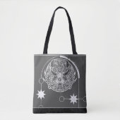Kanker Sterrenbeeld Zilver Wit Grijs Mandala Tote Bag (Voorkant)