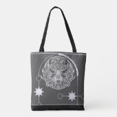 Kanker Sterrenbeeld Zilver Wit Grijs Mandala Tote Bag (Achterkant)