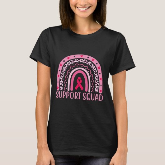 Kanker Support Squad Warrior Borstkanker Awarene T-shirt (Voorkant)