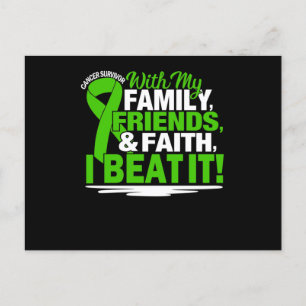 Kanker Survivor Faith Friends Family Green en Whi Uitnodiging Briefkaart