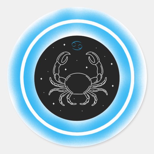 Kanker Symbool – Minimaal Astrologie Embleem Ronde Sticker (Voorkant)