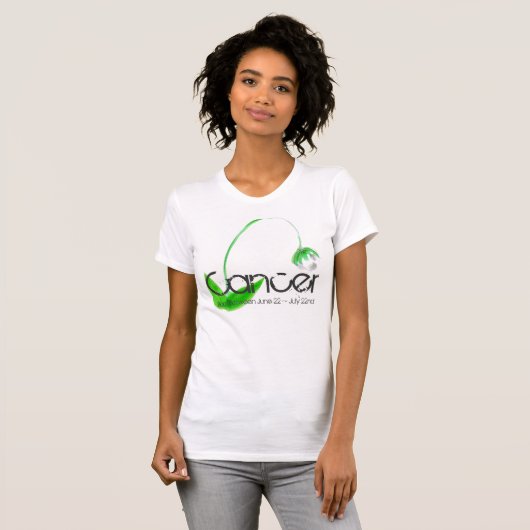 Kanker T-shirt-shirt met witte parelbloem T-shirt (Voorkant volledig)