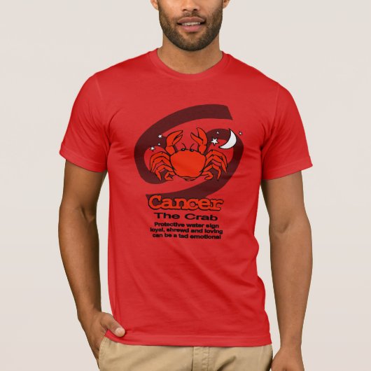 Kanker "The Crab" zodiac astro red mannen t-shirt (Voorkant)