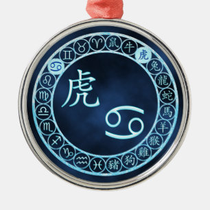 Kanker/Tijger Metalen Ornament