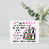 Kanker van de Borst van de Pinguïnen van Kerstmis Feestdagenkaart (Staand voorkant)