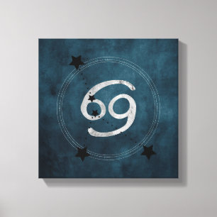 Kanker van de Crab blauwgroen zilveren zodiale con Canvas Afdruk