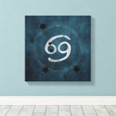 Kanker van de Crab blauwgroen zilveren zodiale con Canvas Afdruk (Insitu (Houten vloer))