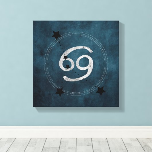 Kanker van de Crab blauwgroen zilveren zodiale con Canvas Afdruk (Insitu (Houten vloer))