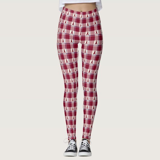 Kanker van het hoofd-halsgebied bewustzijn geruite leggings (Voorkant)