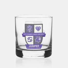 Kanker Verjaardag Crest™ voor 22-30 juni Whisky Glas