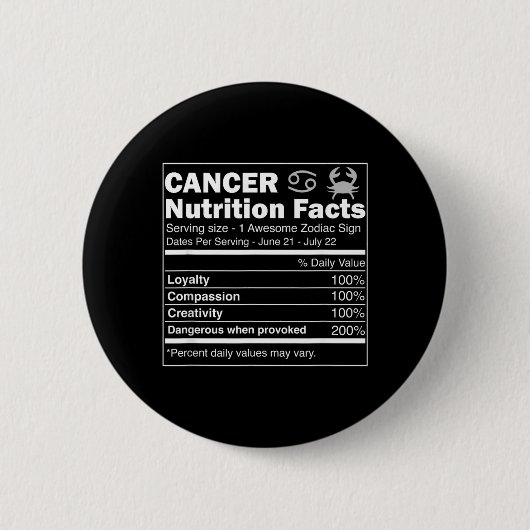 Kanker voedingsfeiten Astrologie Sterrenbeeld Ronde Button 5,7 Cm (Voorkant)