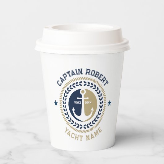 Kanker voor blauwe en gouden zeeschepen papieren bekers (Achterkant)