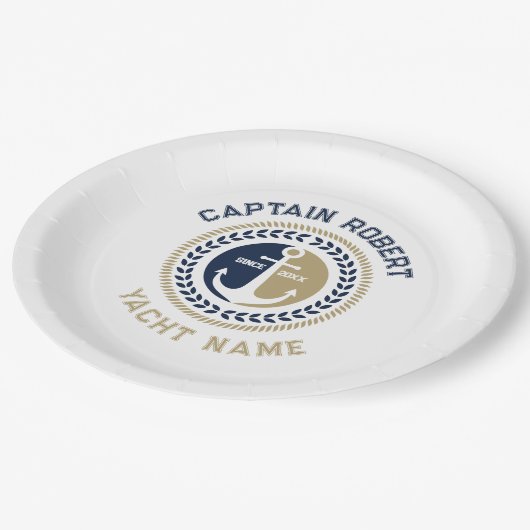 Kanker voor blauwe en gouden zeeschepen papieren bordje (Gekanteld)