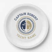 Kanker voor blauwe en gouden zeeschepen papieren bordje (Voorkant)