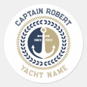 Kanker voor blauwe en gouden zeeschepen ronde sticker (Voorkant)