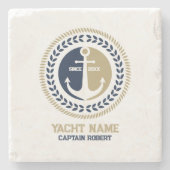 Kanker voor blauwe en gouden zeeschepen stenen onderzetter (Voorkant)