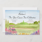 Kanker Vrije Viering Roze Golfkar Golfbaan Kaart (Voorkant)