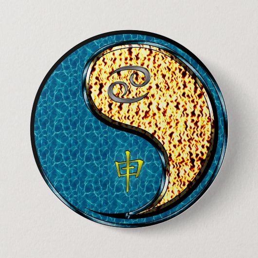 Kanker & Vuur Aap Ronde Button 7,6 Cm (Voorkant)