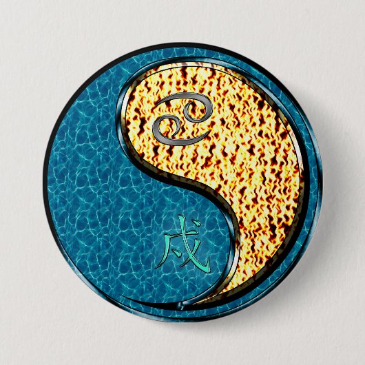Kanker & Vuur Hond Ronde Button 7,6 Cm (Voorkant)