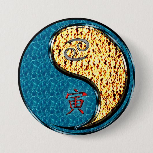 Kanker & Vuur Tijger Ronde Button 7,6 Cm (Voorkant)
