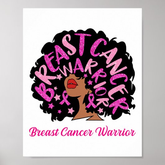 Kanker Warrior Queen Zwarte Vrouw Roze Lint Oktobe Poster (Voorkant)